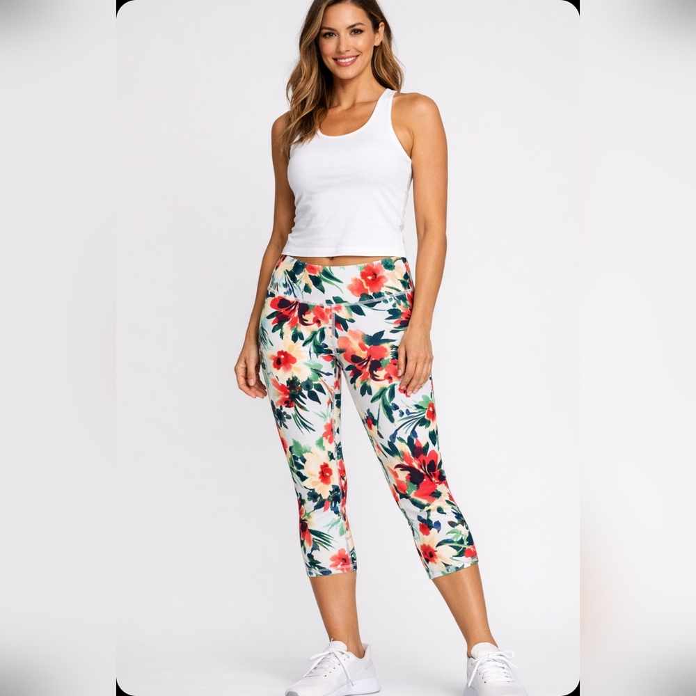 APANA Floral Capri Leggings, Size S